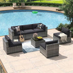 Aoxun 7 Piece Patio Furniture Set Wicker Rattan Patio Conversation Set Outdoor - Image 3