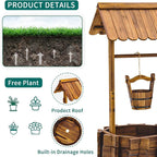 UDPATIO Rustic Solid Fir Wood Wishing Well Planter - Image 3