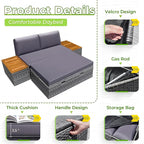 Greesum Outdoor Daybed Set Multifunctional Wicker Lounge Bed Furniture - Image 6