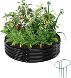 Galvanized Metal Planter Round Raised Garden Bed Kit by ZFHgarden