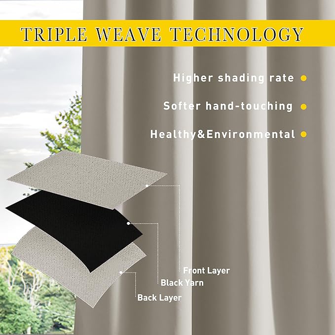 NICETOWN Outdoor Curtains for Patio Waterproof 108 inches Long 2 Panels - Image 7