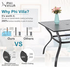 PHI VILLA 5 PCS Patio Dining Set, 4 Outdoor Aluminum Stackable Sling Chairs - Image 5