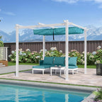 PURPLE LEAF 10' x 10' Outdoor Aluminum Pergola White Heavy-Duty Retractable - Image 2