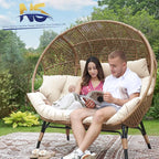 NICESOUL® Double Egg Chair Indoor Outdoor Stationary Oversized Thicken Padded - Image 2