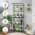 Plant Stands Outdoor with Hooks, Metal Tall Plant Shelves Indoor - Image 4