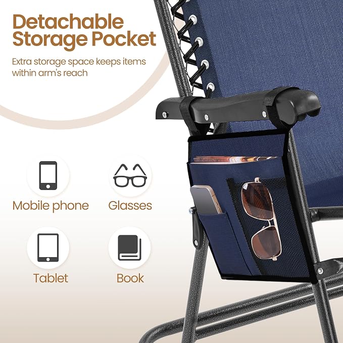 Yaheetech 26in Rocking Chair Outdoor Zero Gravity Folding Chairs Rocking Chairs - Image 5