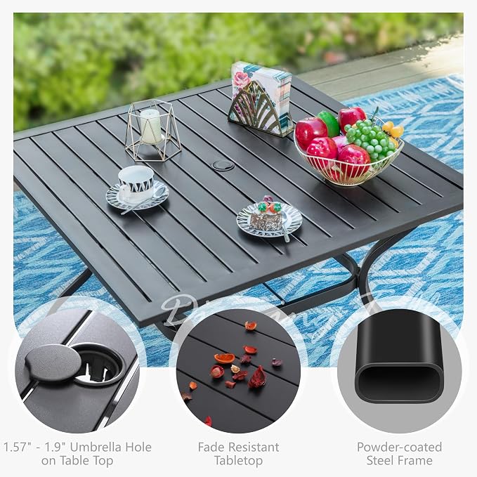PHI VILLA 37" Patio Table for 4, Metal Outdoor Dining Table - Image 6