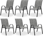 Patio Dining Chairs Set of 8, Outdoor High Stacking Chairs，Breathable Seat by VonzoyHome