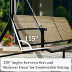 Textilene 3 Seat Hanging Swing, 5.2FT Patio Bench Swing, 660lbs Heavy Duty - Image 6
