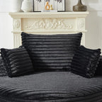 Oversized Round Chaise Longue Chair Indoor, Modern 55-inch Upholstered Corduroy - Image 7