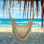 Barydat 2 Pcs Hanging Hammock Chair Boho Swing Chair Indoor Outdoor Cotton Rope - Image 6