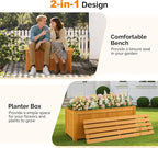 VINGLI Outdoor Wood Bench with Planter Boxes, 2-in-1 All-Weather Porch Bench - Image 7