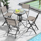 COSTWAY Outdoor Patio Bar Chair Set of 6, Folding Bar Height Stool - Image 2