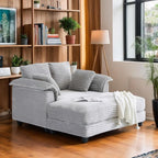 VINGLI 56" Oversized Chaise Lounge Chair, Light Grey Comfy Corduroy Chaise Sofa - Image 9