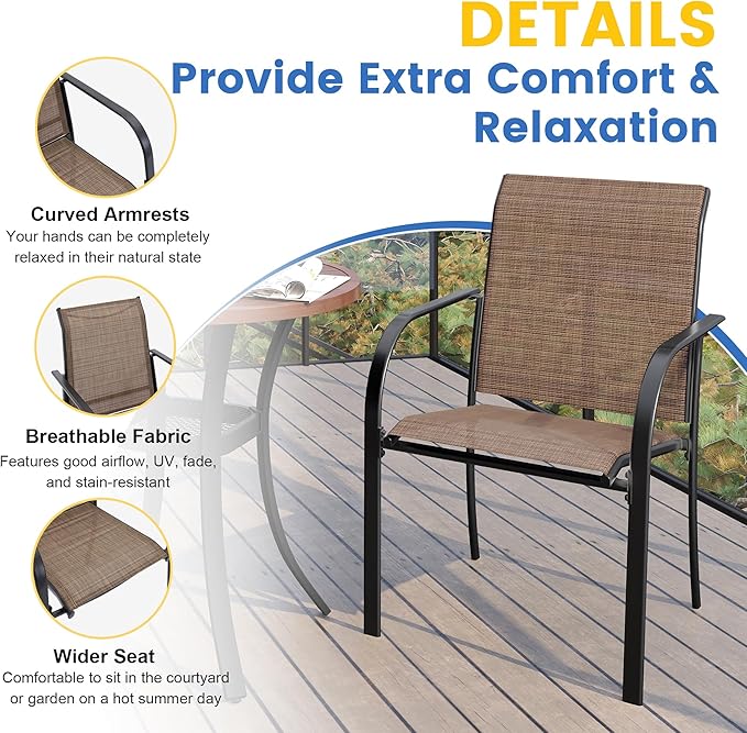 VICLLAX Patio Table and Chair Set of 10, All Weather Metal Round Outdoor Dining - Image 2