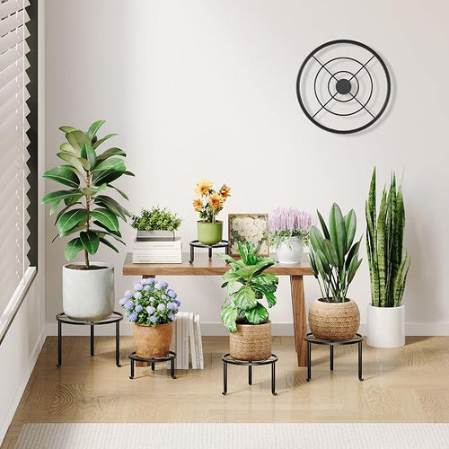 5 Pack Metal Plant Stand Indoor Outdoor Heavy Duty Rustproof Iron Flower Pot - Image 2