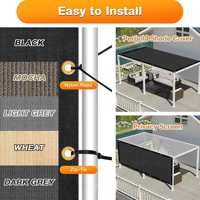 Artpuch Outdoor Pergola Shade Cover 6x7 FT Sun Shade Cloth - Image 5