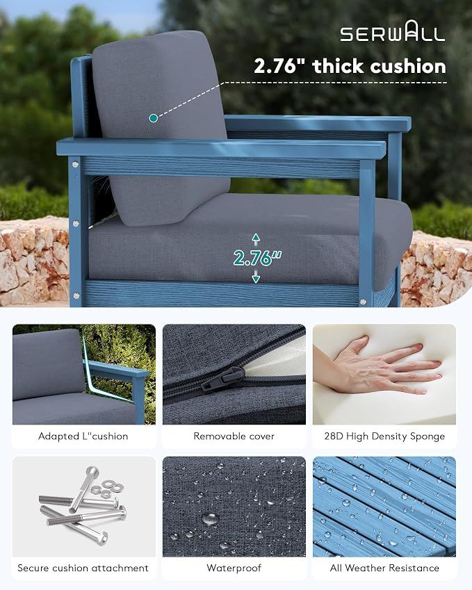 SERWALL 5 Pieces HDPE Outdoor Sofa Set - Image 3
