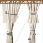 Hion Magnetic Curtain Tiebacks Grey 6 Pack, Curtain Tiebacks Buckles Holdbacks - Image 7