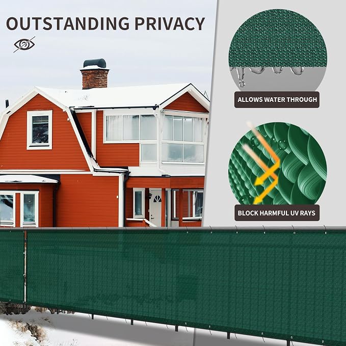LOVE STORY Custom Size 3'x32' Dark Green Balcony Privacy Screen, UV Block - Image 4