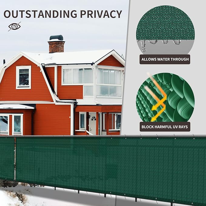 LOVE STORY Custom Size 3'x29' Dark Green Balcony Privacy Screen, UV Block - Image 4