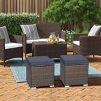 RELAX4LIFE Wicker Outdoor Storage Ottoman, 2-Piece Rattan Footstool w/Removable - Image 8