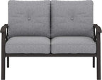 RoyalCraft Patio Loveseat, All-Weather Outdoor 2 Seats Sofa Couch, Khaki Metal - Image 7