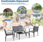 Vongrasig 4 Pieces Patio Furniture Set, Outdoor Patio Conversation Sets - Image 6