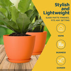 Yellow Plant Pots with Drainage Holes & Saucers 3 Pack, Indoor & Outdoor - Image 3