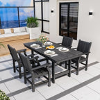 Pamapic 5-Piece Outdoor Dining Set, HDPE Outdoor Rectangular Table and 4 Chairs - Image 7
