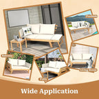 S AFSTAR Patio Convertible Couch Sofa Bed, Acacia Wood Chaise Lounger - Image 8