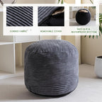 HIGOGOGO Round Stuffed Pouf Ottoman, Corduroy Poufs - Image 3