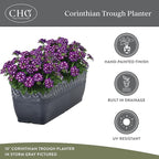 Classic Home and Garden Corinthian Trough Planter, Ivory Ash - Image 4