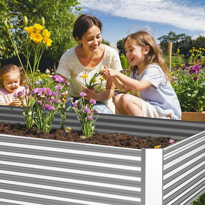 FRIZIONE 3pcs Galvanized Raised Garden Bed Outdoor, Above Ground Garden Bed - Image 4