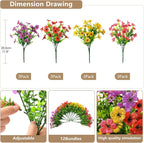 Artificial Flowers Faux Plants Outdoor Fake Flowers Spring Decor, 12 Bundles - Image 2