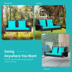 RELAX4LIFE Porch Swing 2-Seat Patio Rattan, Wicker Porch Swings Outdoor W/Two - Image 9