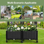 Planter Box with Trellis, 4ft Tall Self-Watering Plastic Raised Garden Beds and - Image 6