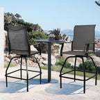 LEVELEVE Patio Bar Set 4pcs Swivel Bar Stools Outdoor Bistro Textilene - Image 5
