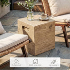 COSIEST Wooden Outdoor Side Table, Square MgO Concrete End Patio Side Table - Image 3