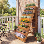 Giantex 8-Tier Wooden Vertical Raised Garden Bed, Freestanding Plant Stand - Image 5