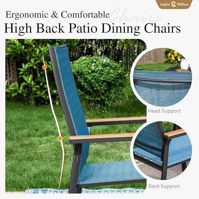 Sophia & William Patio Table and Chairs Set 7 Pieces, 6 Aluminium Patio Dining - Image 5