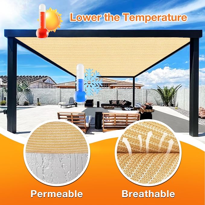 Artpuch Outdoor Pergola Shade Cover 9' X 9' Sun Shade Cloth - Image 4