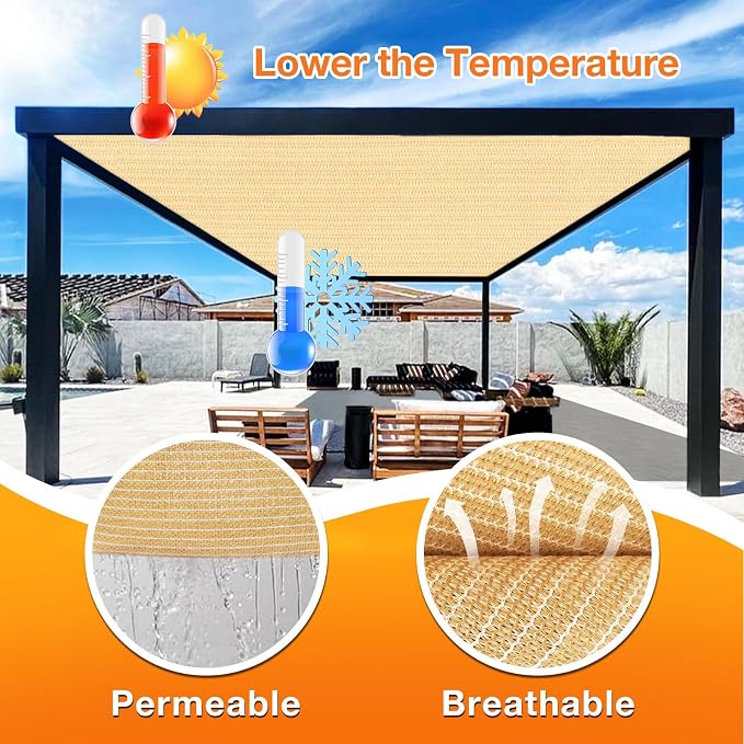 Artpuch Outdoor Pergola Shade Cover 12' X 24' Sun Shade Cloth - Image 4