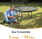 VINGLI Round Patio Table with Umbrella Hole - Image 7