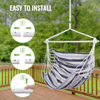 Backyard Expressions Striped Hammock Chair Hanging Rope Swing Chair, Anti Slip - Image 7