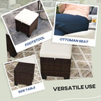 Outsunny 2 Pieces Outdoor Patio Ottomans, All Weather Wicker Outdoor Footstools - Image 7