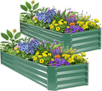 ZORMY 2 Pcs 8x2x1ft Galvanized Raised Garden Bed Outdoor, Metal Planter Boxes by ZORMY