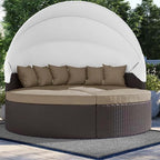 Modway Convene Wicker Rattan Outdoor Patio Retractable Canopy Round Poolside - Image 4