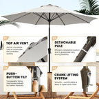 Ayge 9FT Large Outdoor Patio Umbrella Market Table Umbrella-UV Resistant - Image 3