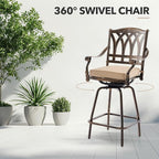 3 Piece Swivel Outdoor Table and Chairs Bar Set, All-Weather Cast Aluminum - Image 5